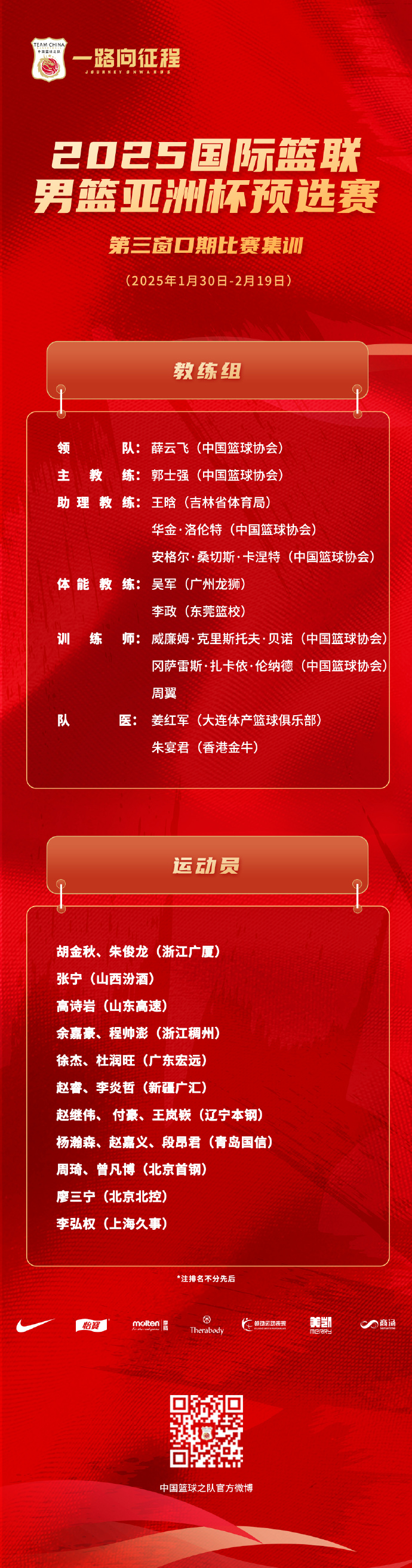 直播吧：中國男籃大名單預計裁掉5人