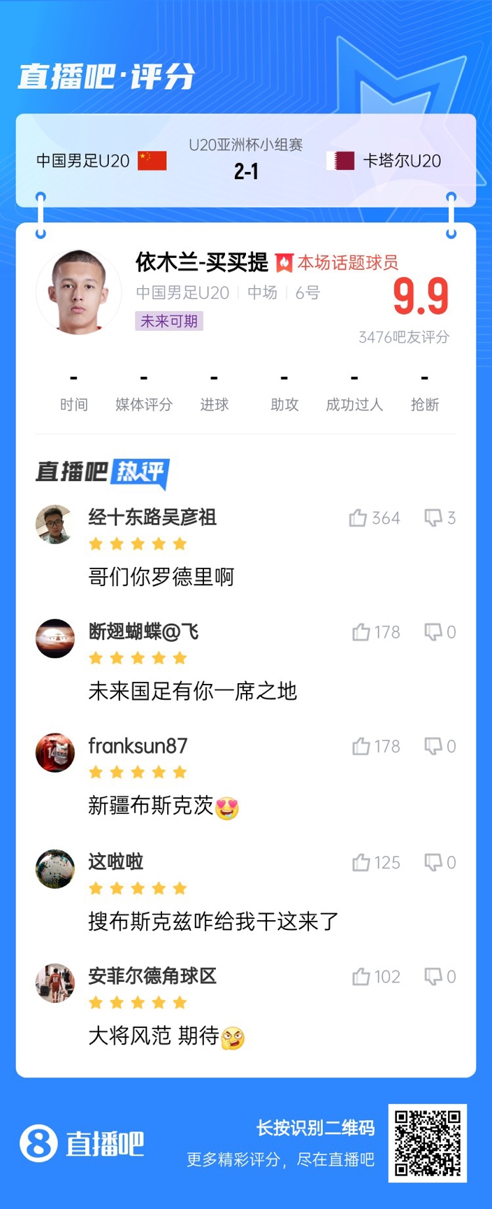 依木蘭+陳澤仕泰山中場連線！19歲依木蘭獲封：新疆布斯克茨！