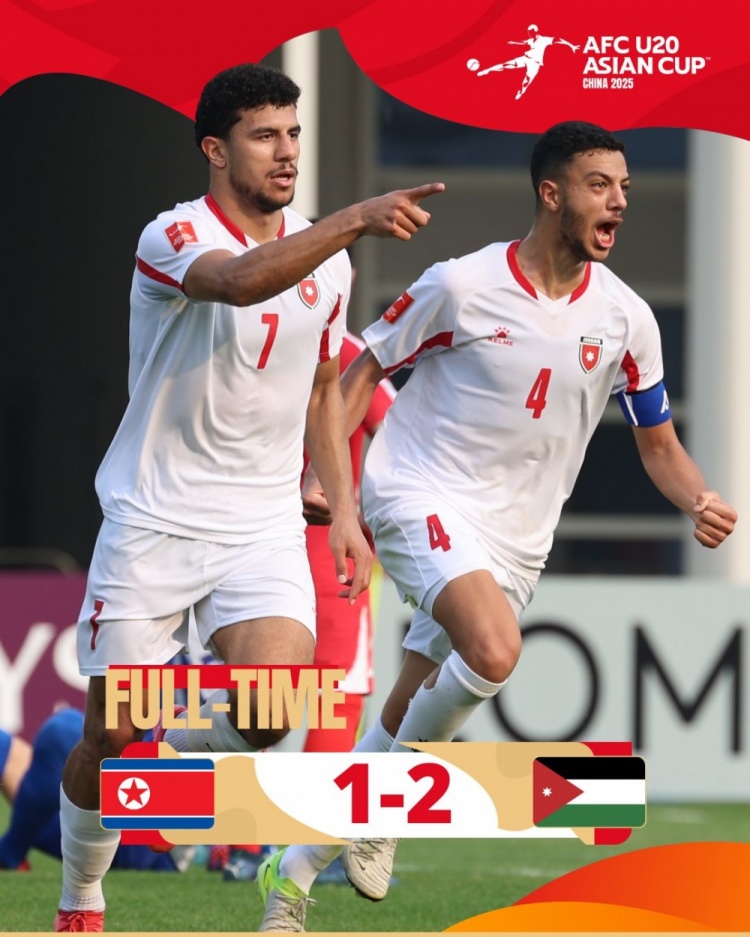 U20亞洲杯B組：朝鮮1-2不敵約旦，兩輪1分暫列B組末尾