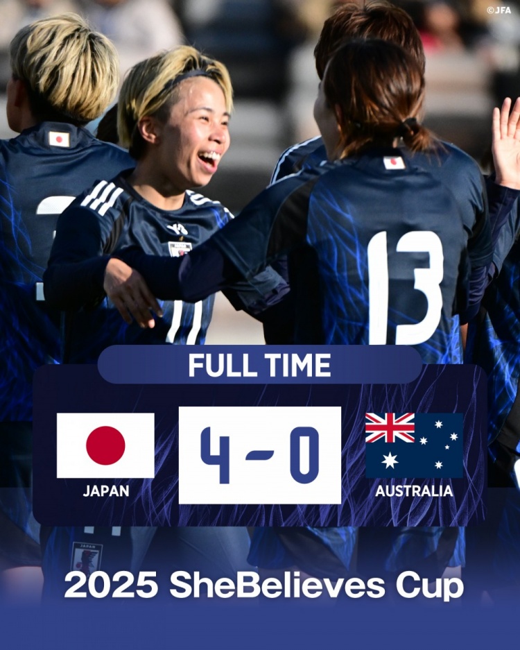 熱身賽日本女足4-0澳大利亞女足，田中美南2射1傳&長穀川唯任隊長