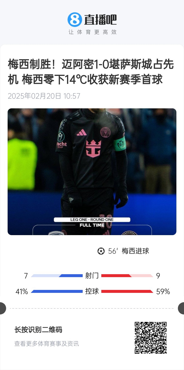 冰火兩重！梅西上一場-14℃進球，本場美職聯21°C