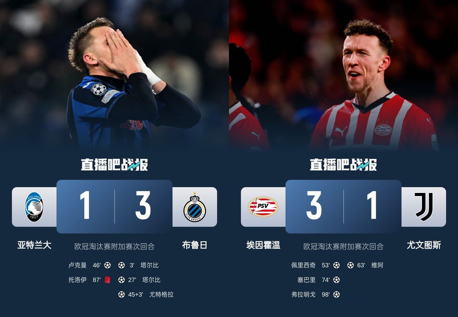 真是意甲拉垮？PSV淘汰尤文後3連敗，布魯日爆冷真藍黑後1勝難求