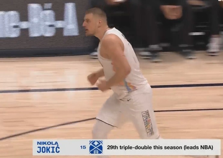 約基奇21分鍾13+10+12 斬獲個人本賽季第29個三雙